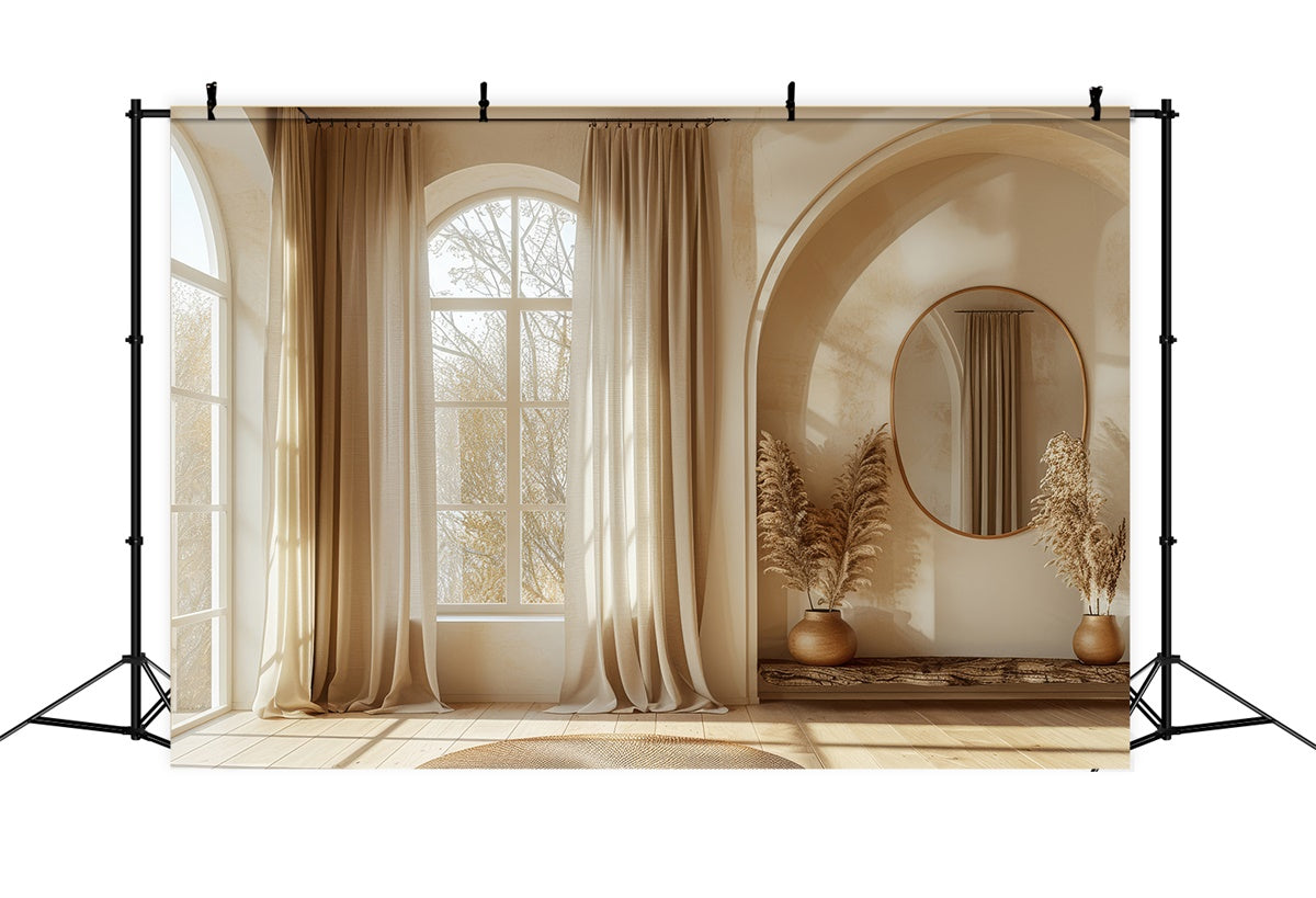 Mother's Day Backdrop Ideas Minimalist Beige Window Arch Backdrop UK GQ2-106