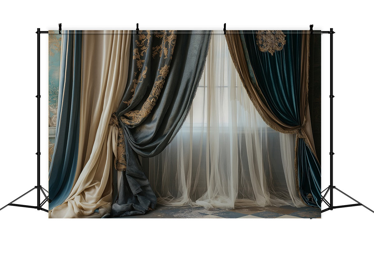 Mother's Day Backdrop Opulent Gold Embroidery Curtain Backdrop UK GQ2-107