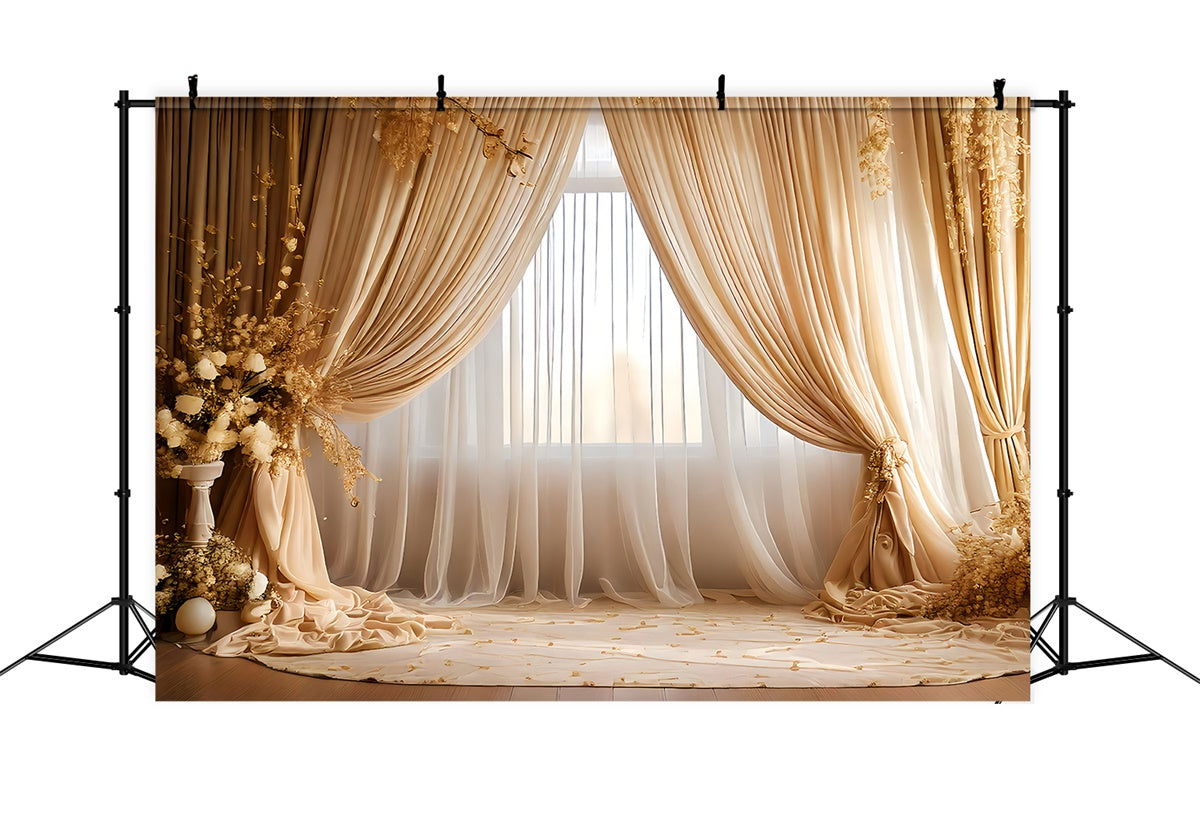 Mother's Day Backdrop Vintage Golden Blossom Drapes Backdrop UK GQ2-117