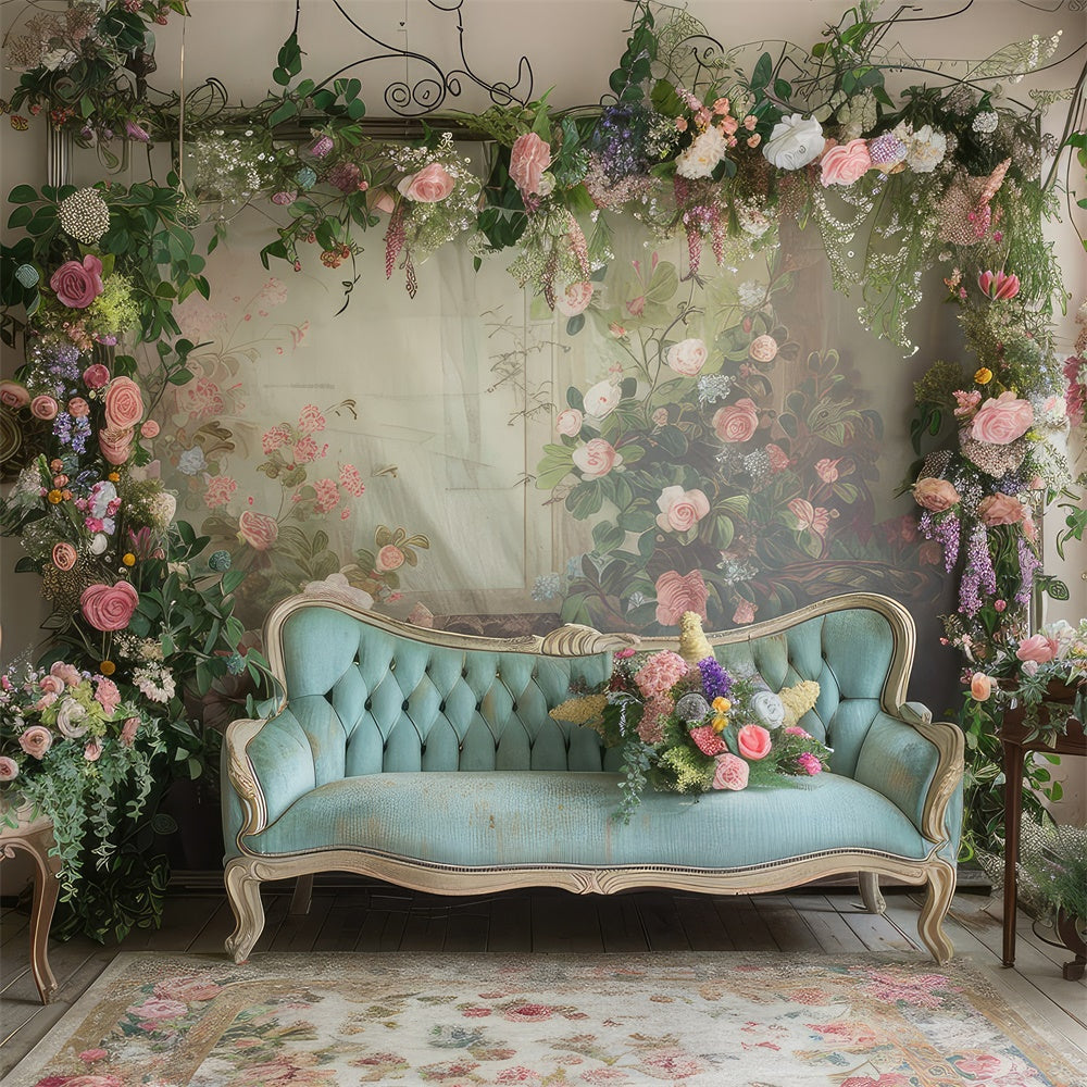 Backdrops For Mother's Day Soft Pastel Roses Sofa Backdrop UK GQ2-127