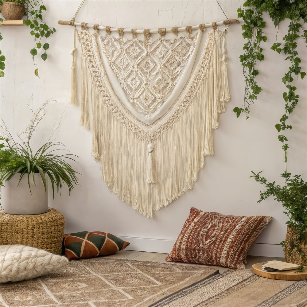 Mothers Day Photo Backdrop Soft Boho Macrame Plants Backdrop UK GQ2-128