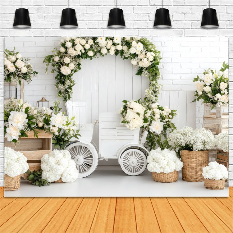 Happy Mother's Day Backdrop Fresh White Rose Arch Backdrop UK GQ2-129
