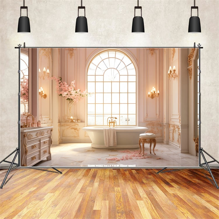 Mother's Day Backdrop Ideas Elegant Pink Floral Bathroom Backdrop UK GQ2-139