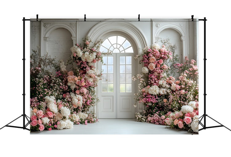 Mother's Day Backdrop Ideas Vibrant Flower White Arch Backdrop UK GQ2-163