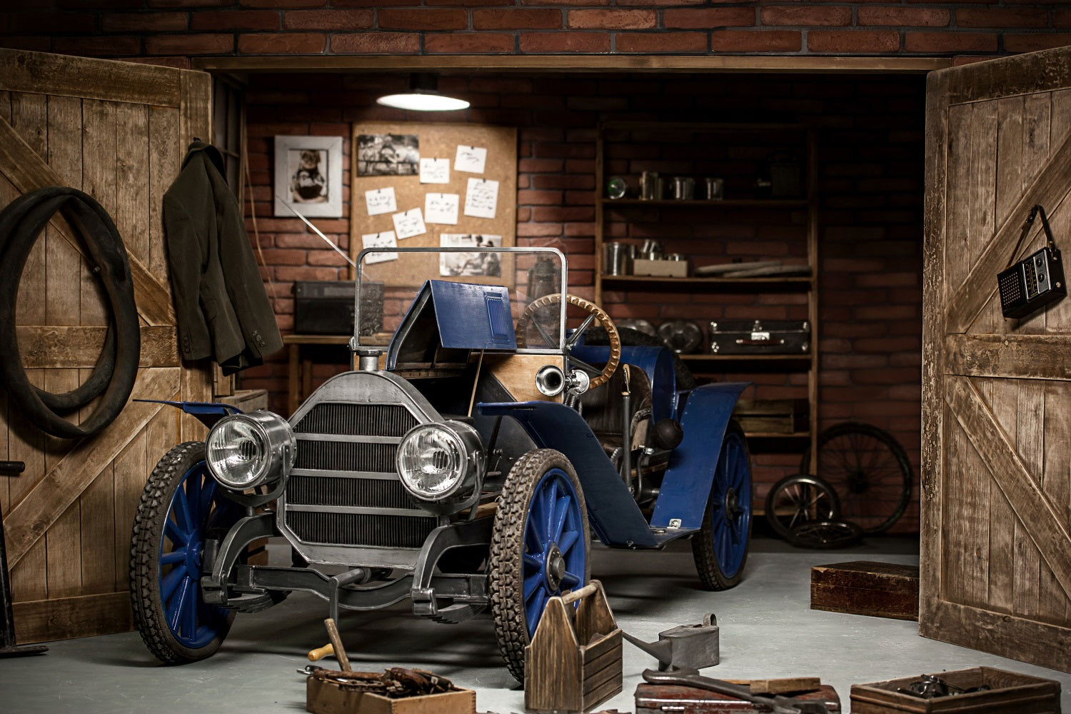 Happy Fathers Day Backdrop Vintage Garage Car Backdrop UK GQ2-214