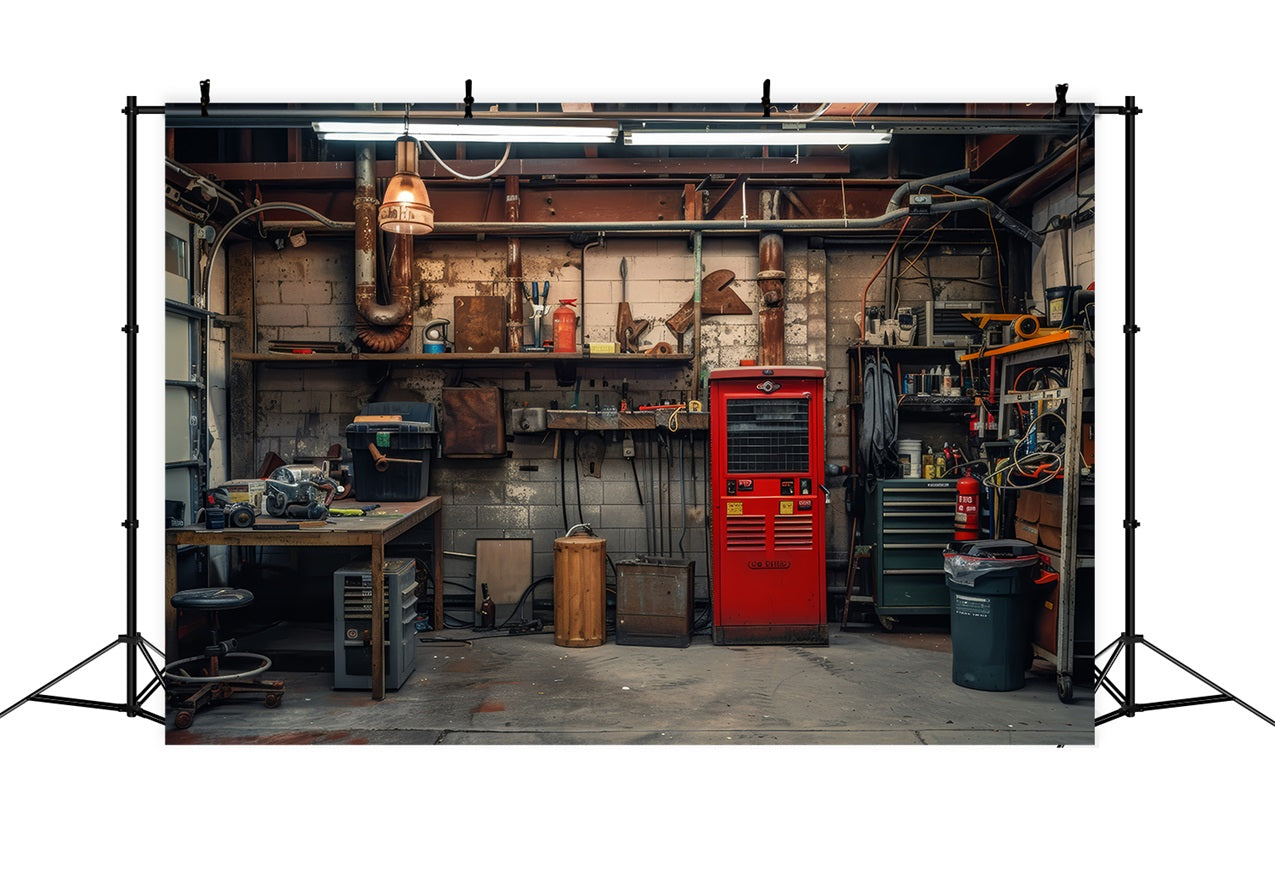 Father's Day Backdrop Ideas Retro Mechanical Workbench Backdrop UK GQ2-221