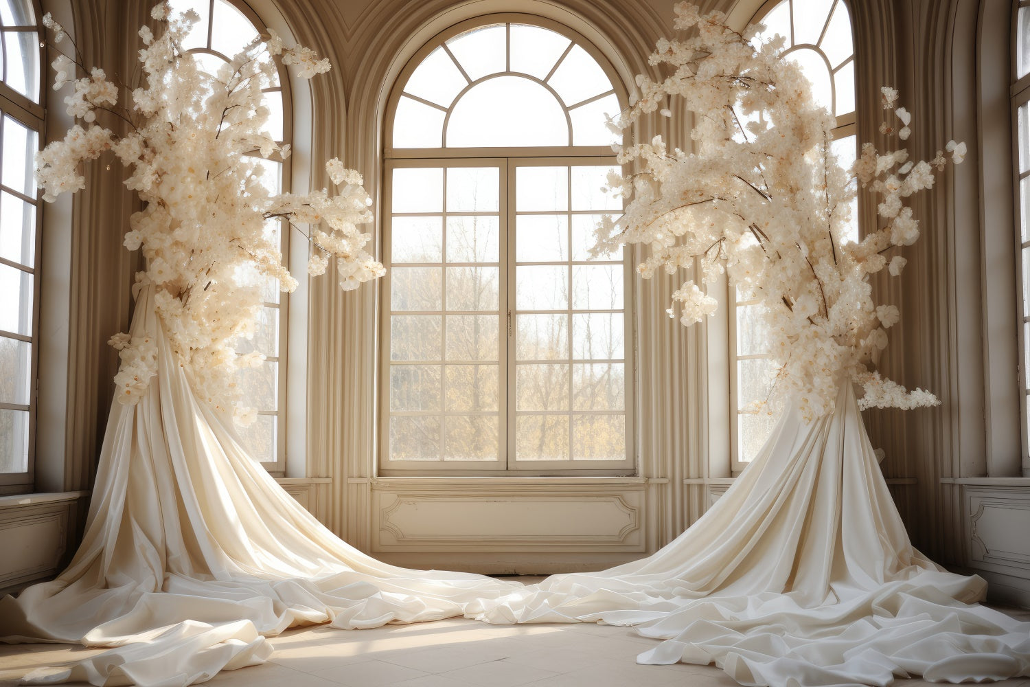 Mothers Day Backdrop Elegant Ivory Blossom Window Backdrop UK GQ2-94