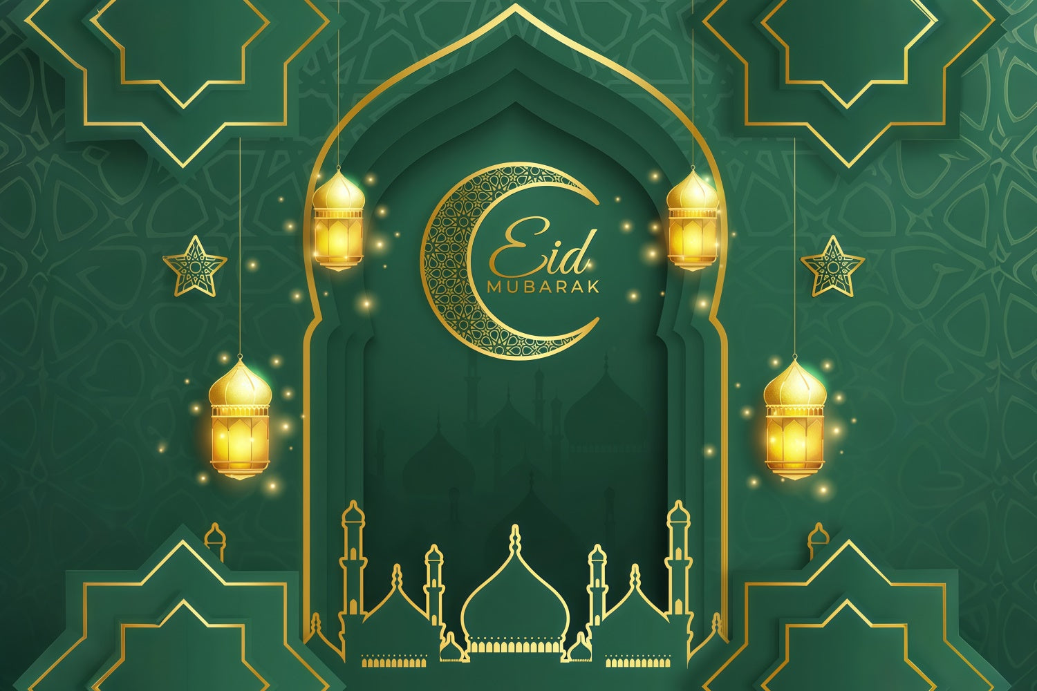 Eid Mubarak Backdrop Grand Emerald Archway Eid Backdrop UK GQ3-102