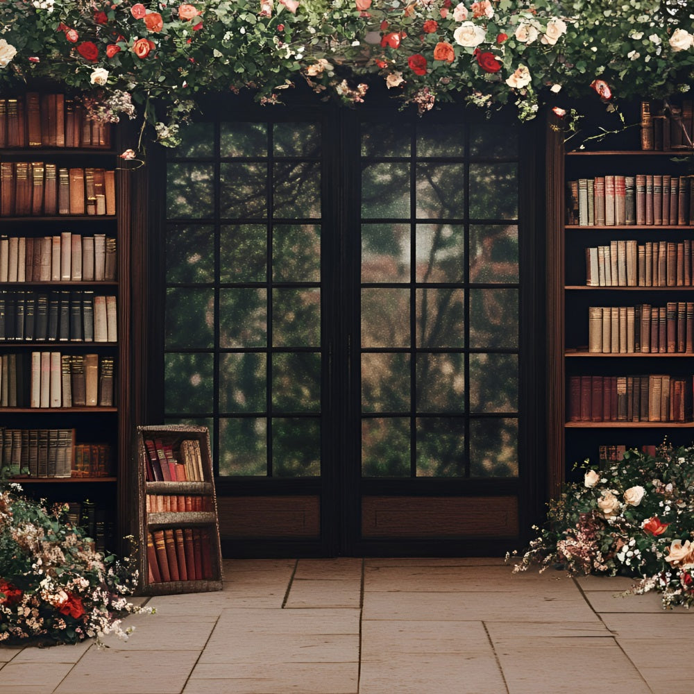Back To School Photo Backdrop Floral Library Backdrop UK GQ3-104