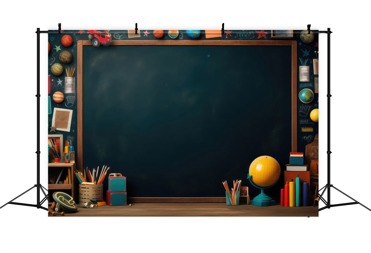 Back To School Photo Backdrops Chalkboard Planets Books Backdrop UK GQ3-105