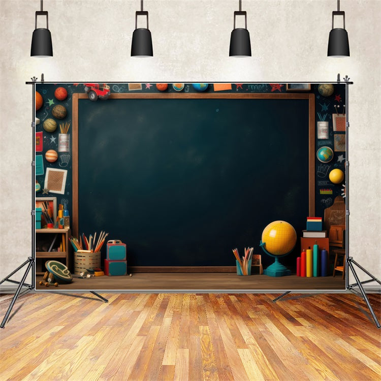 Back To School Photo Backdrops Chalkboard Planets Books Backdrop UK GQ3-105