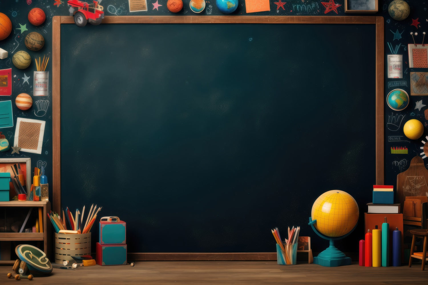 Back To School Photo Backdrops Chalkboard Planets Books Backdrop UK GQ3-105