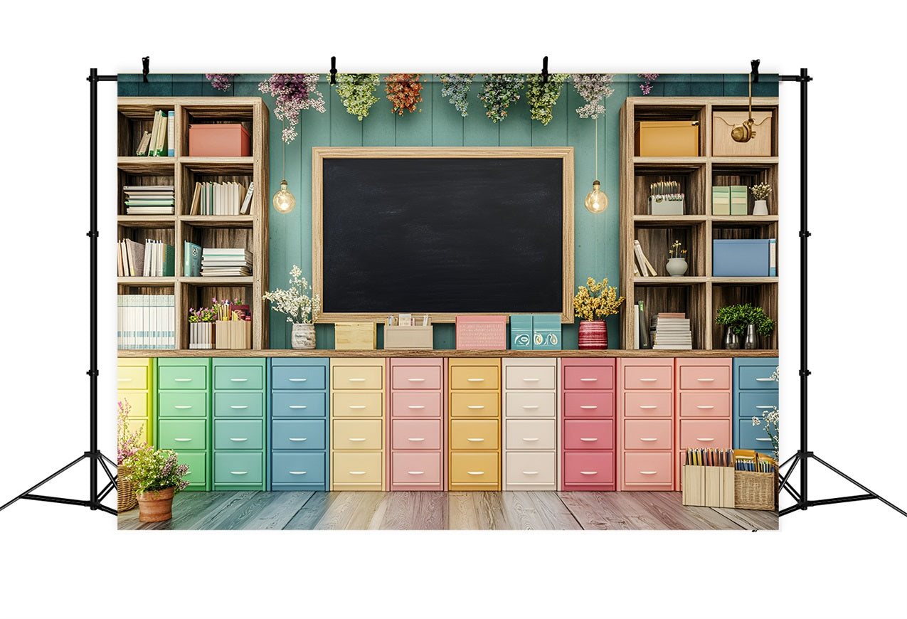 Back To School Photography Backdrops Classroom Storage Blackboard Backdrop UK GQ3-106