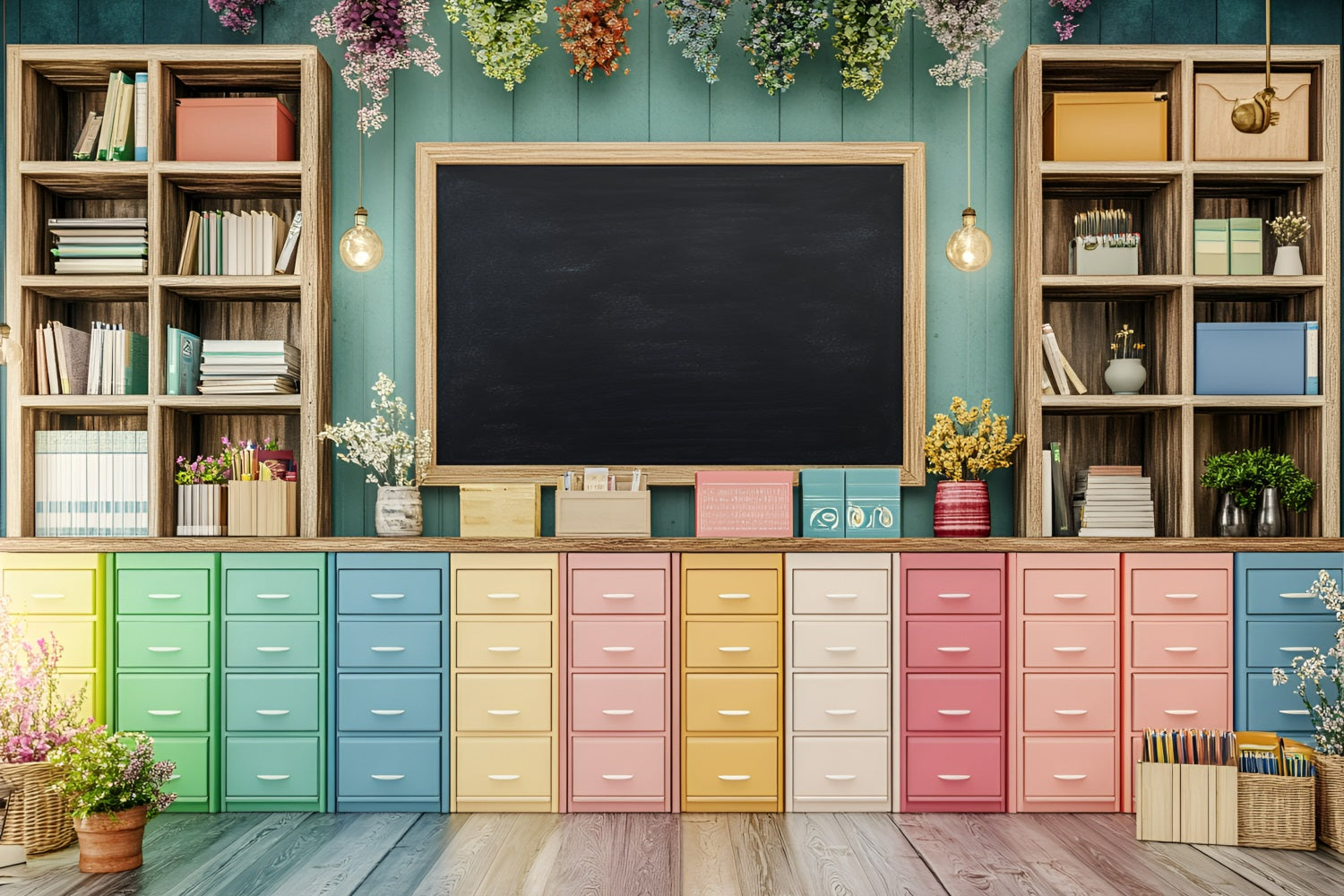 Back To School Photography Backdrops Classroom Storage Blackboard Backdrop UK GQ3-106