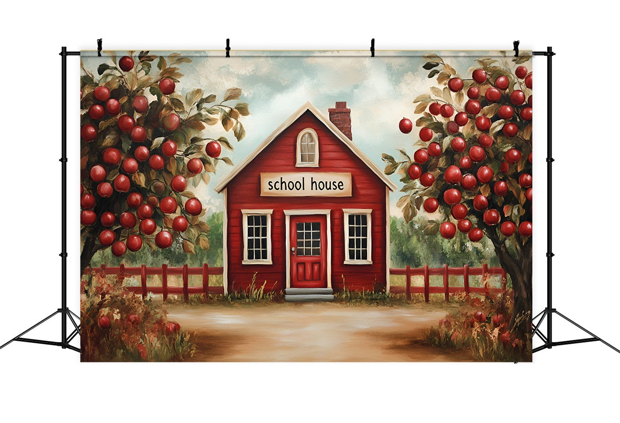 Back To School Backdrop Ideas Apple Orchard Schoolhouse Backdrop UK GQ3-113