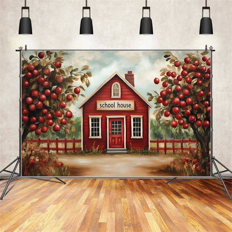 Back To School Backdrop Ideas Apple Orchard Schoolhouse Backdrop UK GQ3-113