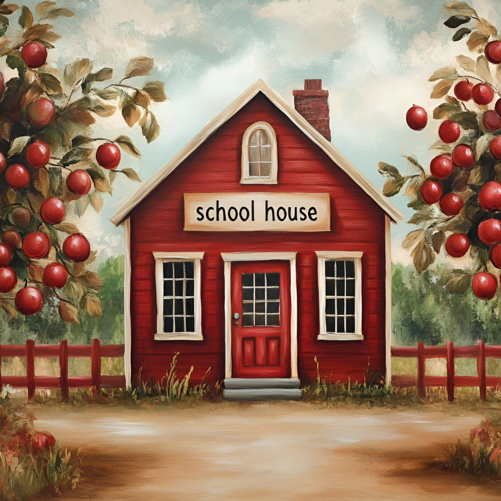 Back To School Backdrop Ideas Apple Orchard Schoolhouse Backdrop UK GQ3-113