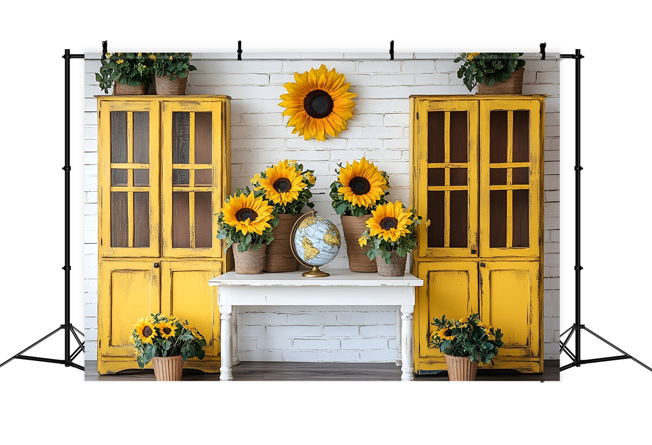 Backdrop For Back To School Sunflower Classroom Rustic Backdrop UK GQ3-116