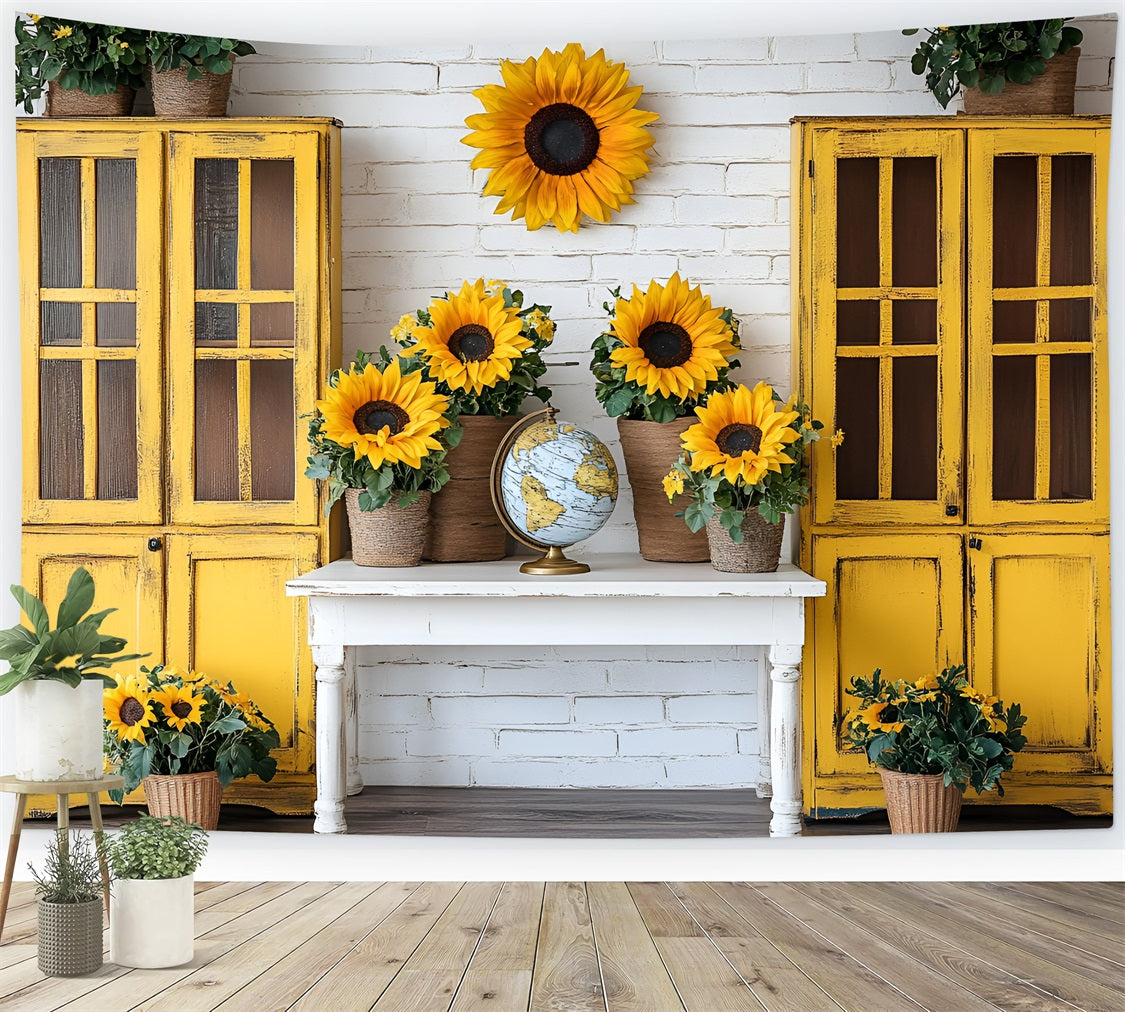 Backdrop For Back To School Sunflower Classroom Rustic Backdrop UK GQ3-116