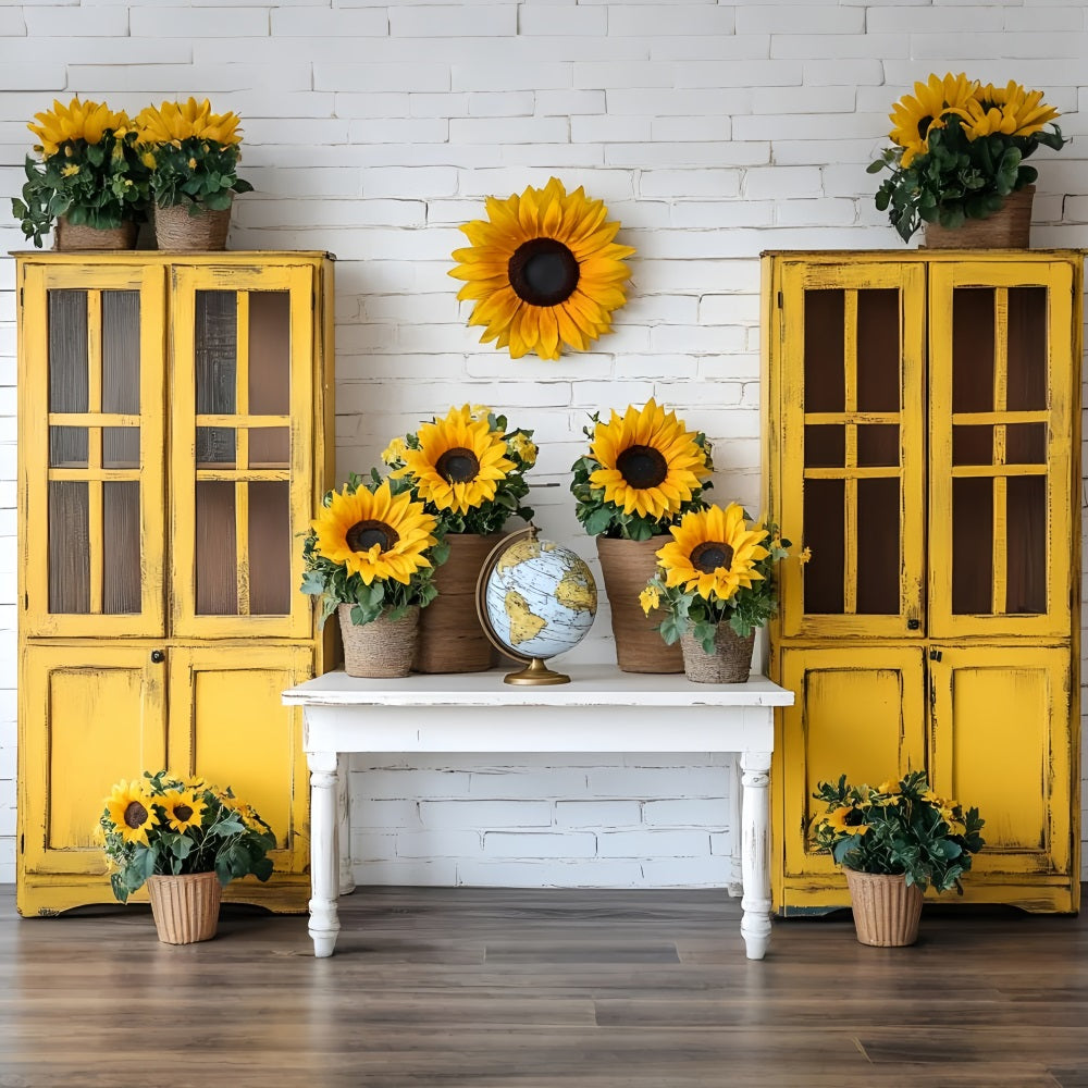 Backdrop For Back To School Sunflower Classroom Rustic Backdrop UK GQ3-116