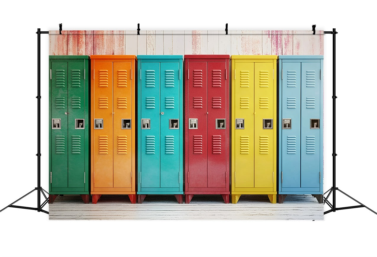 Back To School Photo Backdrop Colorful Lockers Backdrop UK GQ3-118