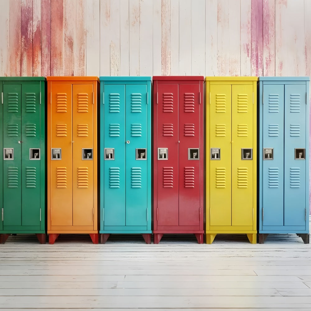 Back To School Photo Backdrop Colorful Lockers Backdrop UK GQ3-118