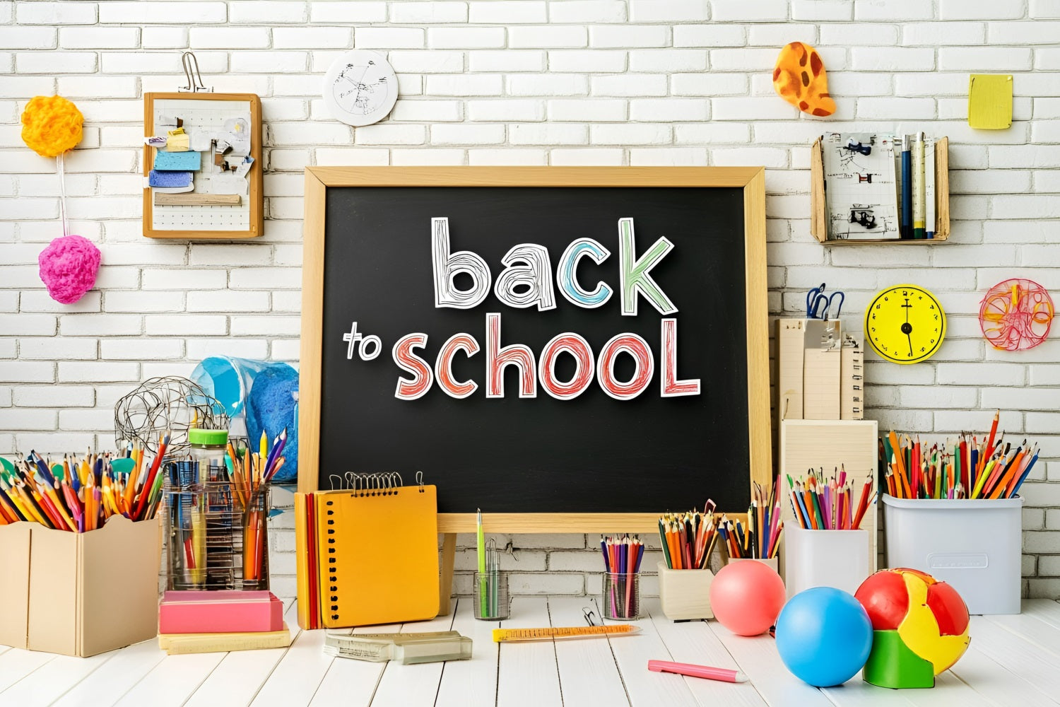 Back To School Backdrop Supplies Chalkboard Learning Backdrop UK GQ3-119