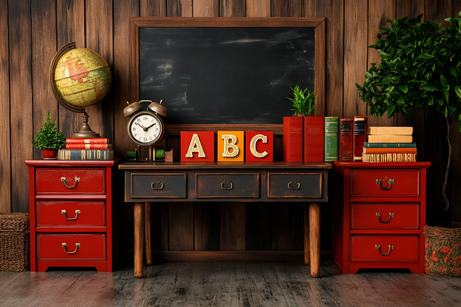 Back To School Backdrops Rustic Classroom Chalkboard Backdrop UK GQ3-120