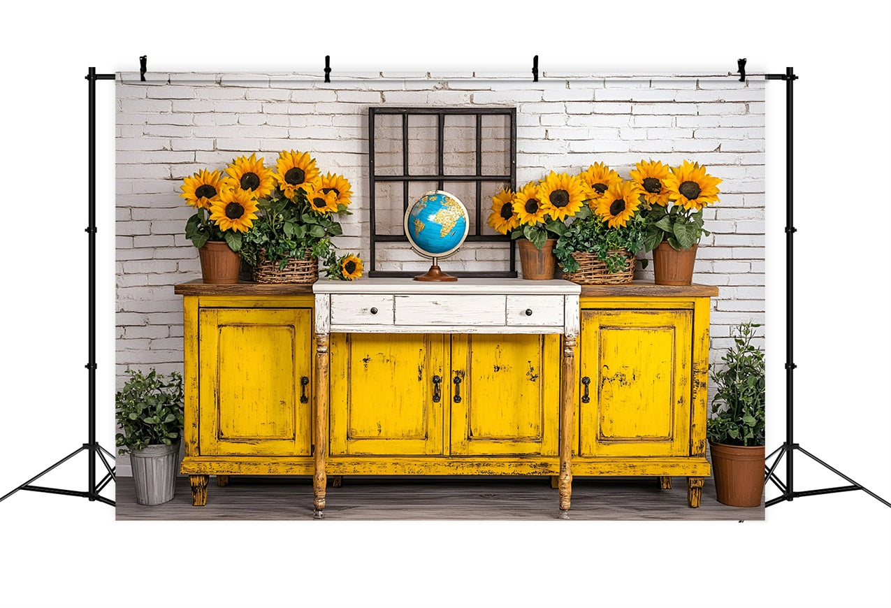 Back To School Photography Backdrops Classroom Sunflower Wall Backdrop UK GQ3-121