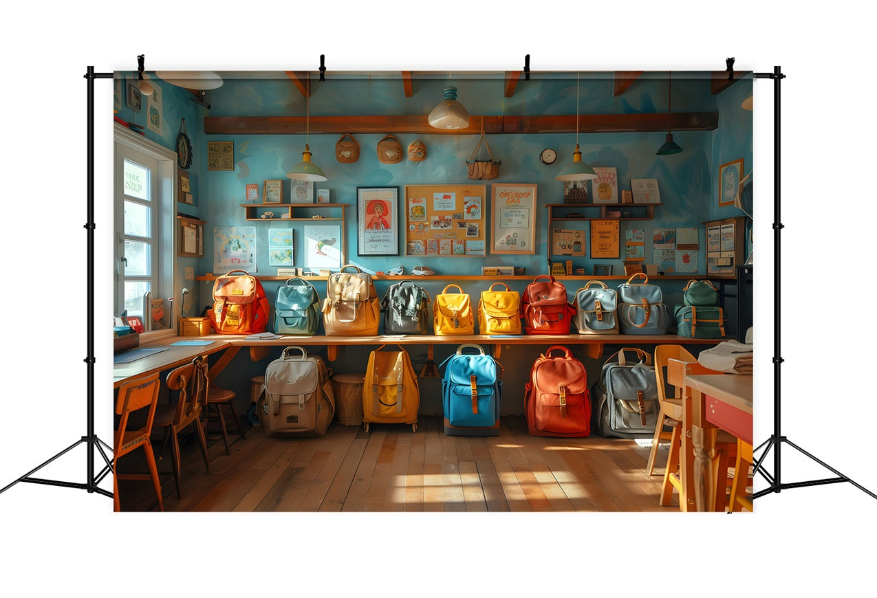 Back To School Picture Backdrop School Room Backpacks Backdrop UK GQ3-124