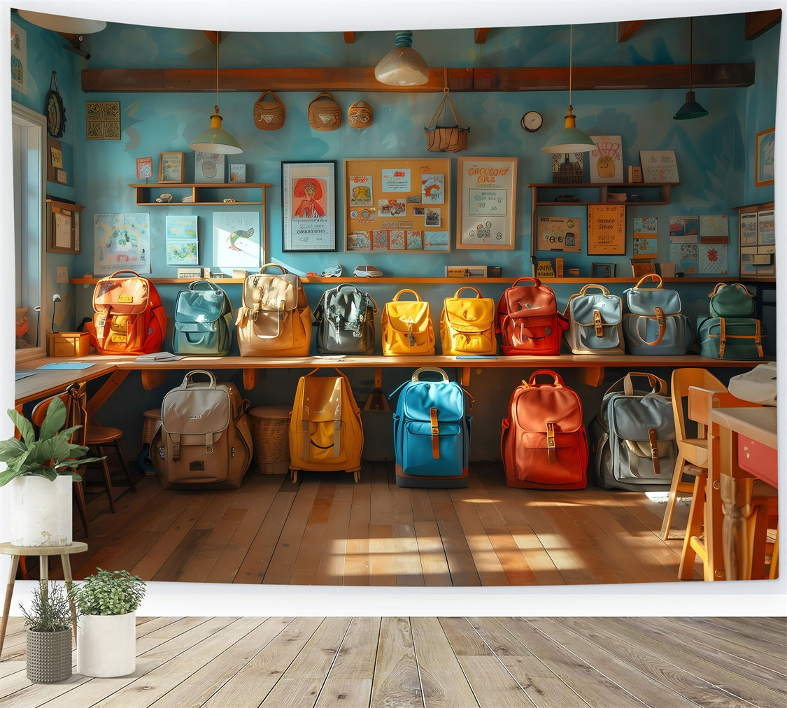 Back To School Picture Backdrop School Room Backpacks Backdrop UK GQ3-124