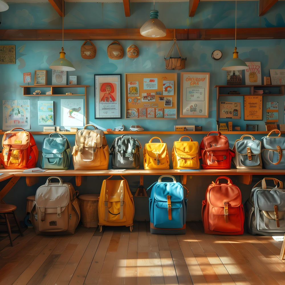 Back To School Picture Backdrop School Room Backpacks Backdrop UK GQ3-124