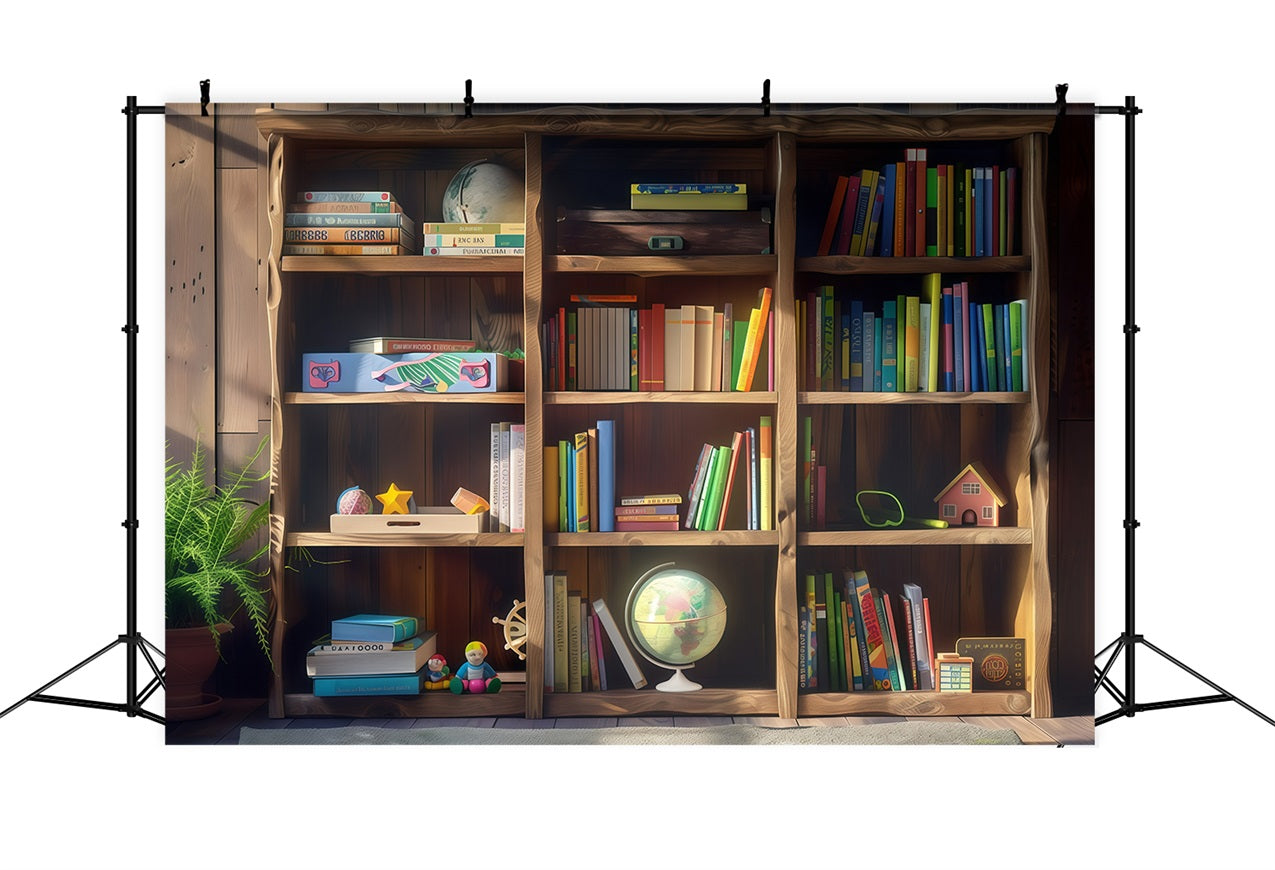 Back To School Backdrops Wooden Bookshelf Study Backdrop UK GQ3-126