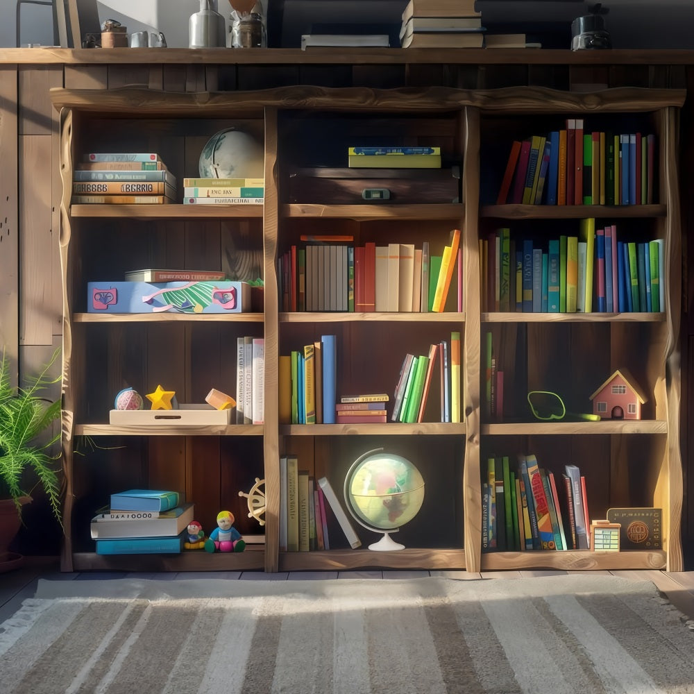 Back To School Backdrops Wooden Bookshelf Study Backdrop UK GQ3-126