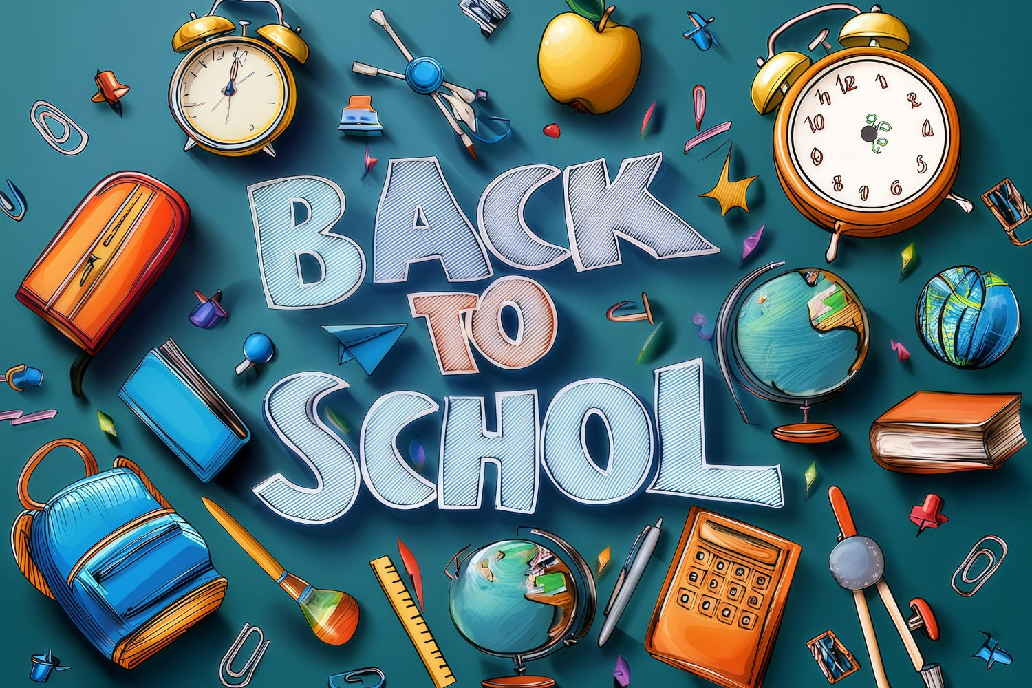 Back To School Photo Backdrop Ideas School Supplies Backdrop UK GQ3-127