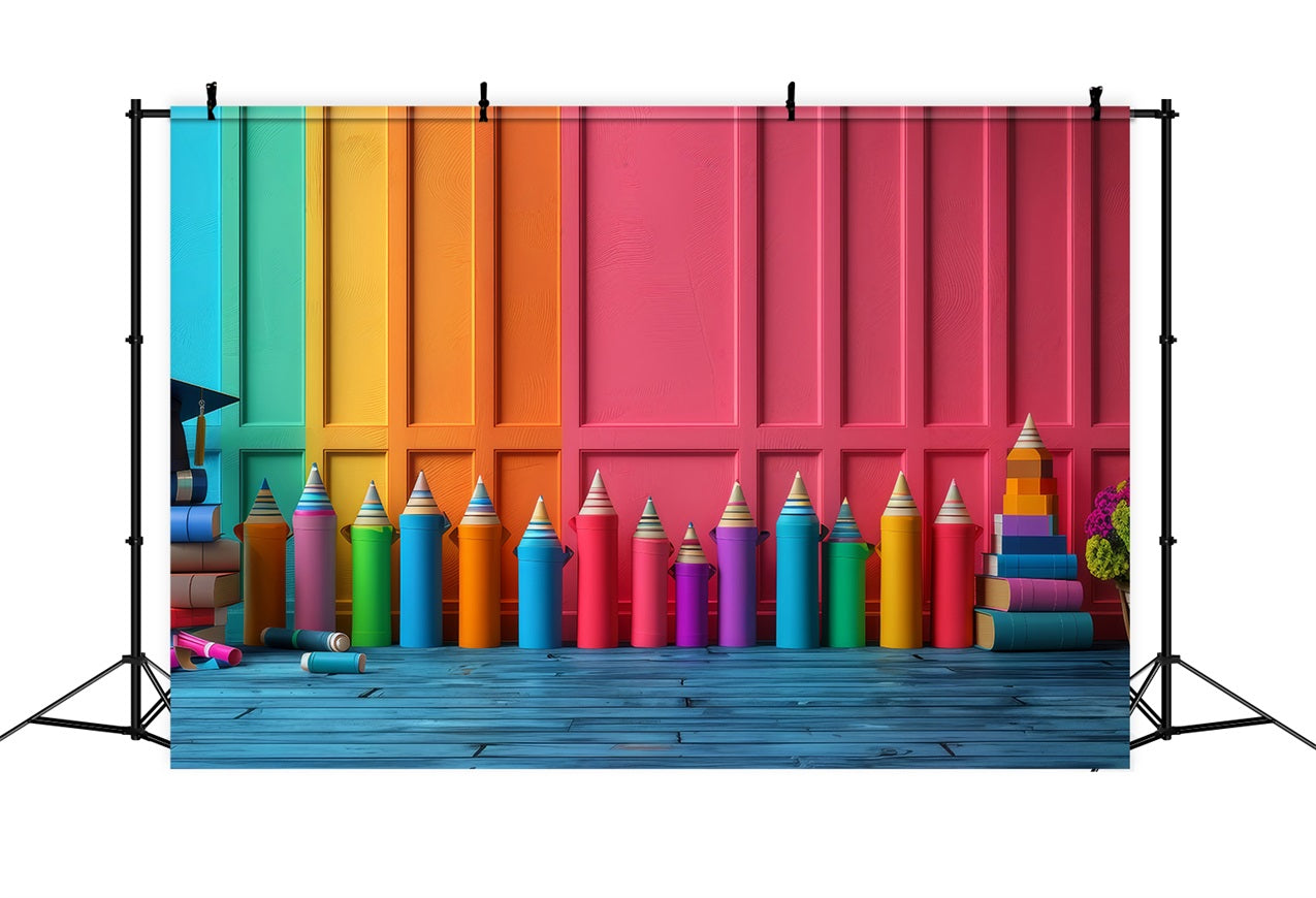 Backdrop Back To School Fun Color Pencil Learning Backdrop UK GQ3-130