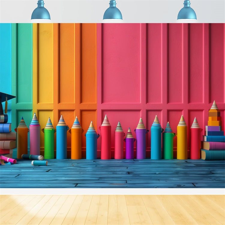 Backdrop Back To School Fun Color Pencil Learning Backdrop UK GQ3-130