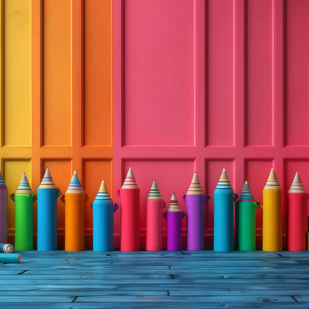Backdrop Back To School Fun Color Pencil Learning Backdrop UK GQ3-130