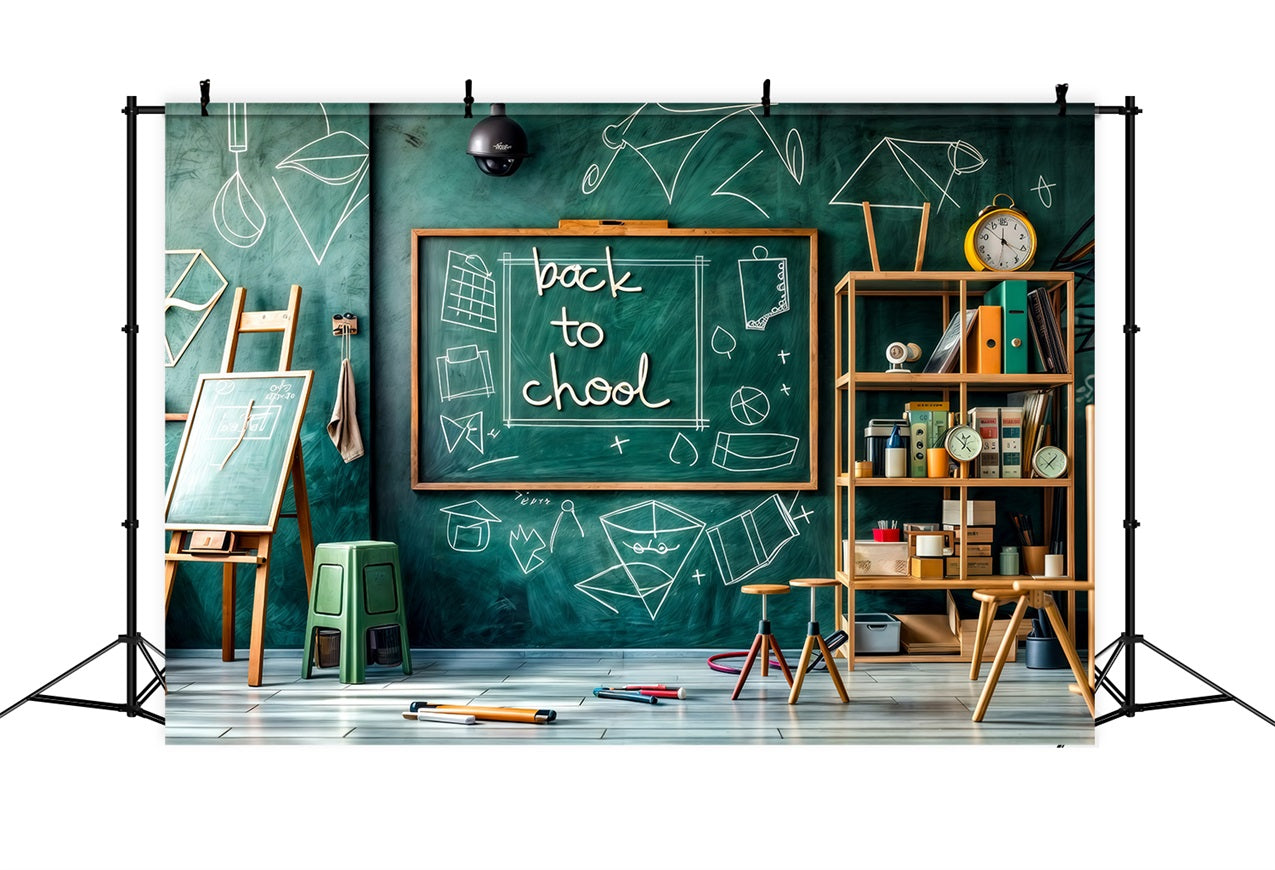Back To School Backdrops Green Chalkboard Math Classroom Backdrop UK GQ3-132