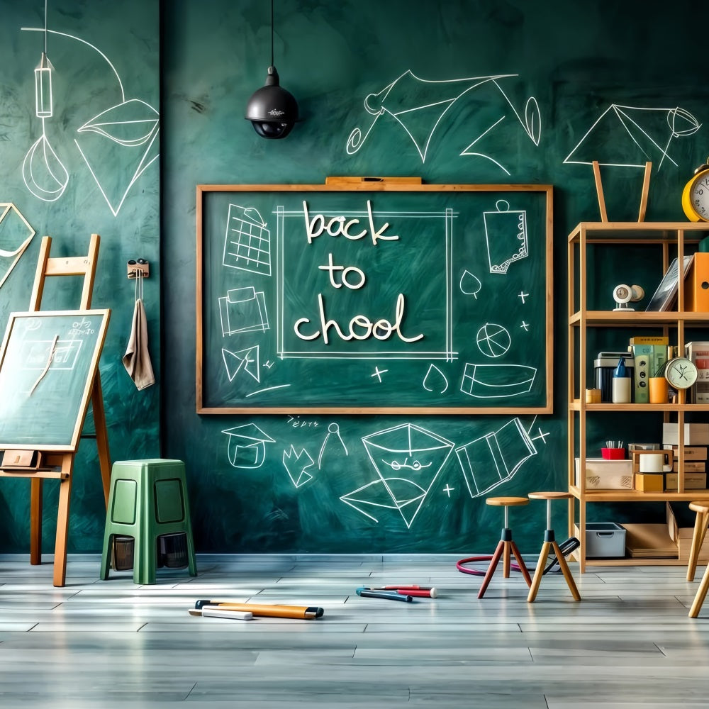 Back To School Backdrops Green Chalkboard Math Classroom Backdrop UK GQ3-132
