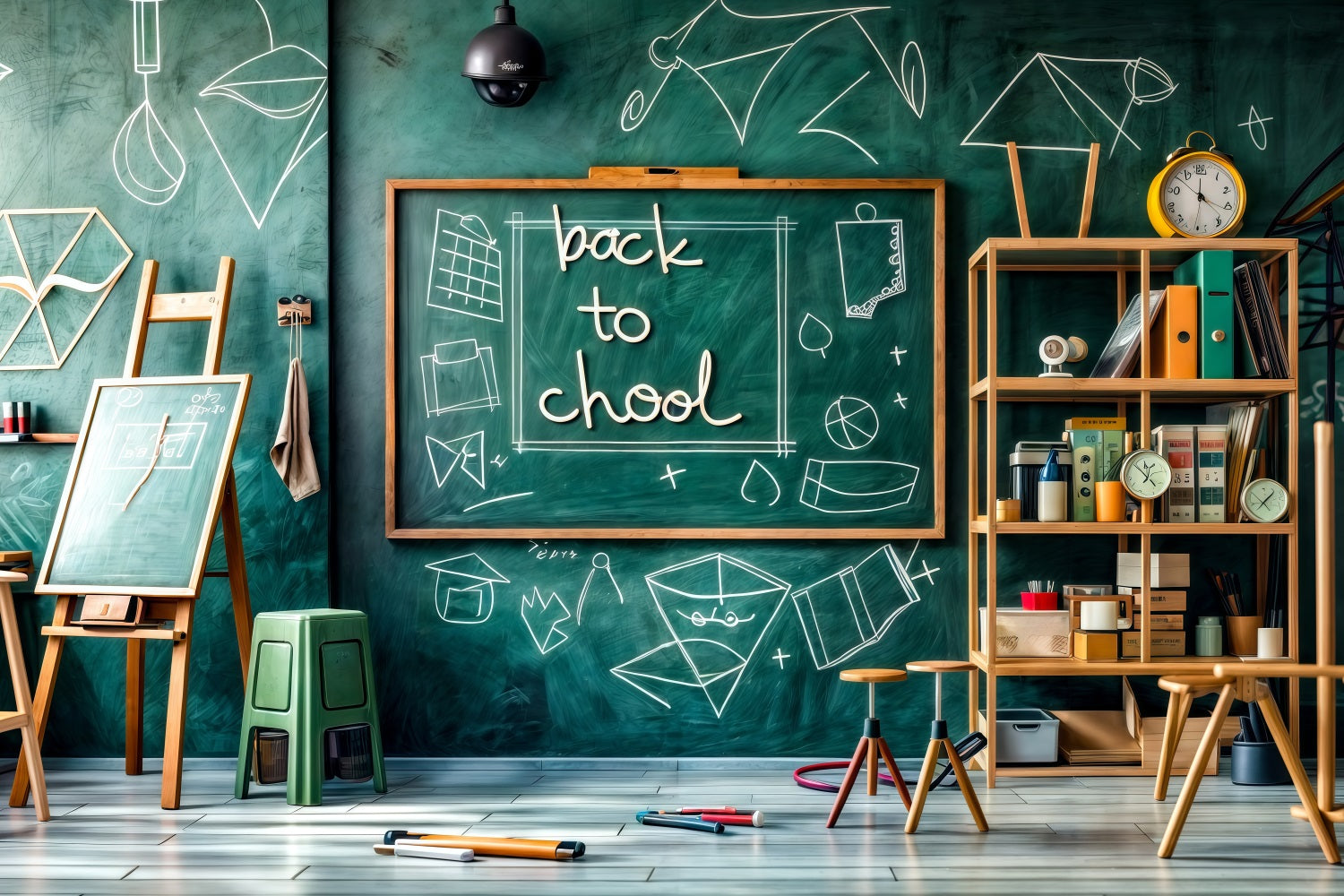 Back To School Backdrops Green Chalkboard Math Classroom Backdrop UK GQ3-132