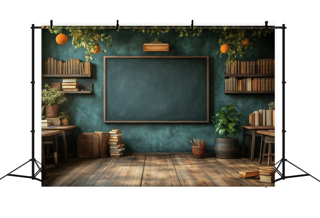 Back To School Backdrop Ideas Wooden Classroom Black Chalkboard Backdrop UK GQ3-133