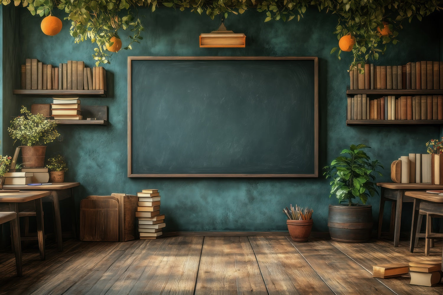 Back To School Backdrop Ideas Wooden Classroom Black Chalkboard Backdrop UK GQ3-133