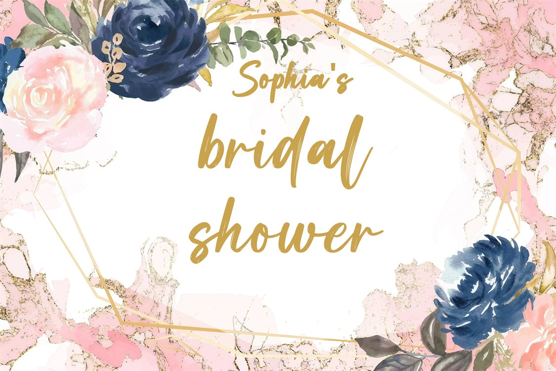 Bridal Shower Backdrop Elegant Watercolor Flower Customized Backdrop UK GQ3-218