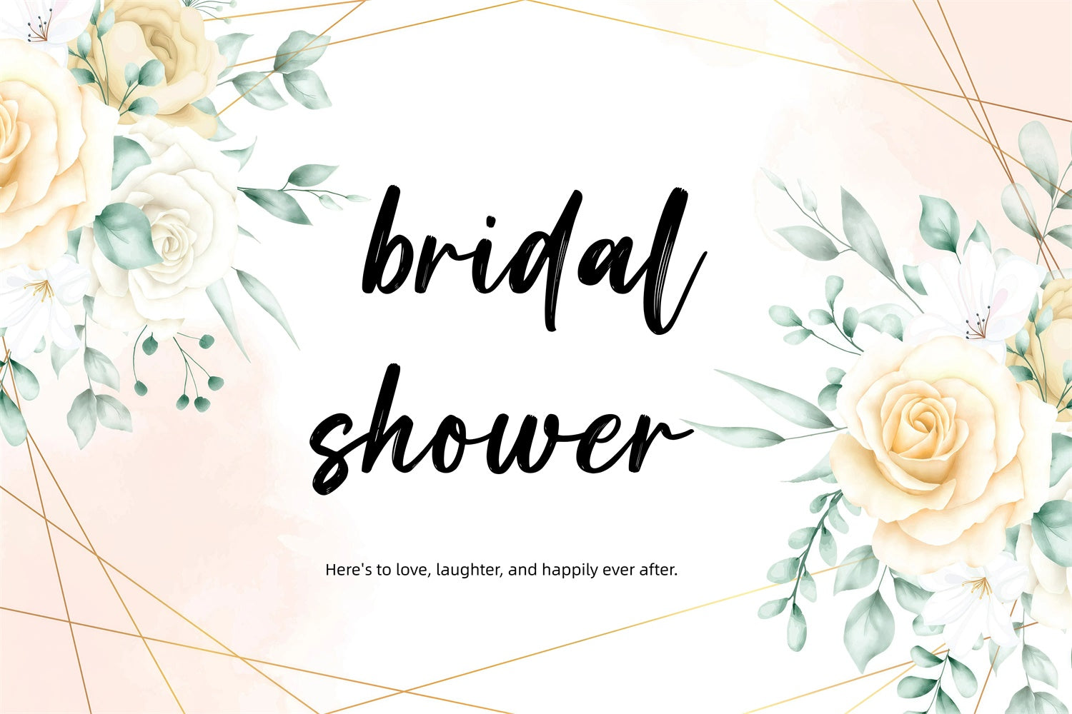 Custom Bridal Shower Backdrops Cream Rose Geometric Frame Backdrop UK GQ3-224