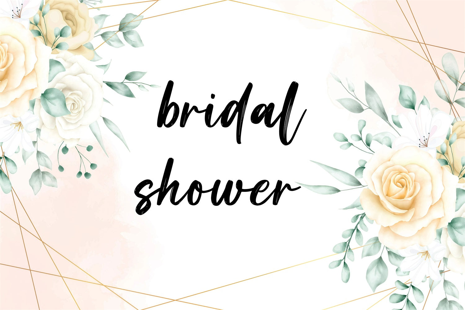 Custom Bridal Shower Backdrops Cream Rose Geometric Frame Backdrop UK GQ3-224