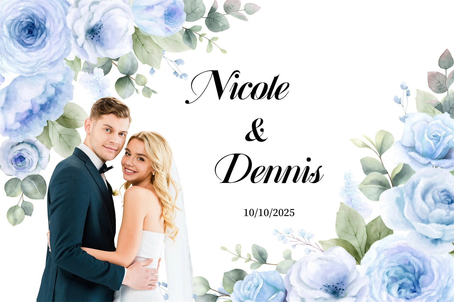 Wedding Backdrops For Photos Romantic Blue Rose Custom Backdrop UK GQ3-226