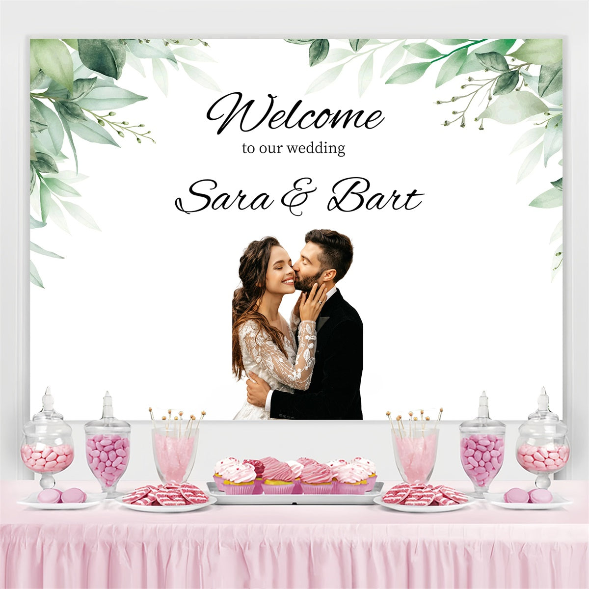 Custom Wedding Backdrops Natural Style Green Foliage Backdrop UK GQ3-231