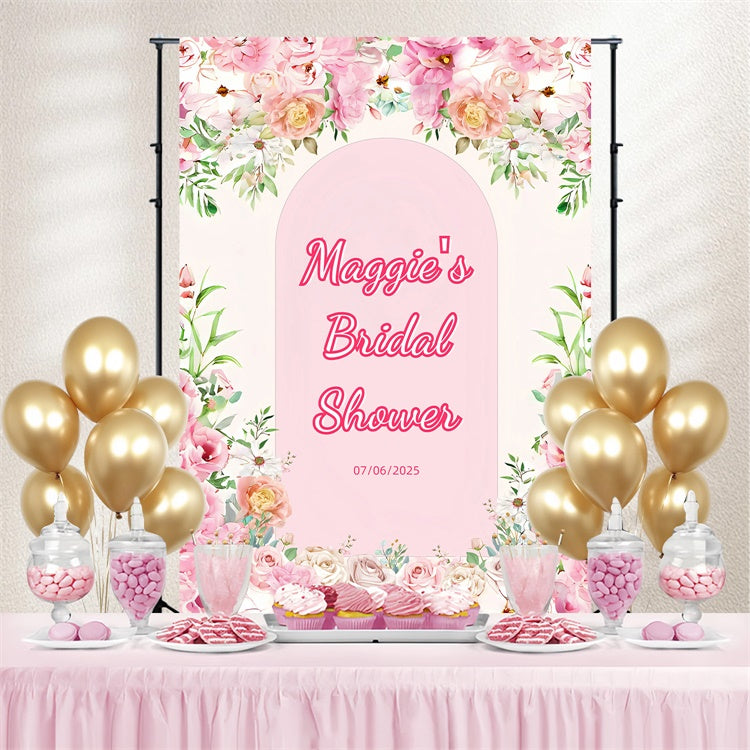 Customized Backdrop For Bridal Shower Elegant Rose Archway Backdrop UK GQ3-238