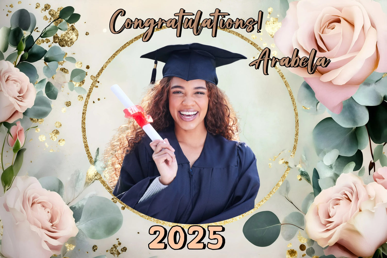 Personalized Graduation Backdrop Soft Rose Frame Graduation Party Backdrop UK GQ3-241